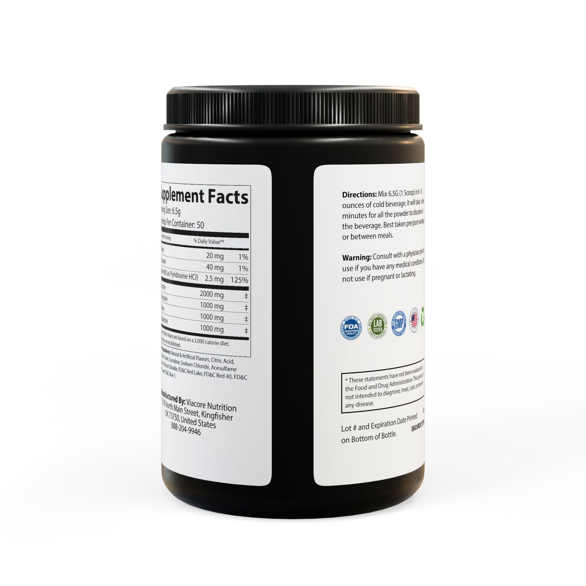 Rear-facing image of the jar with full product and regulatory details.