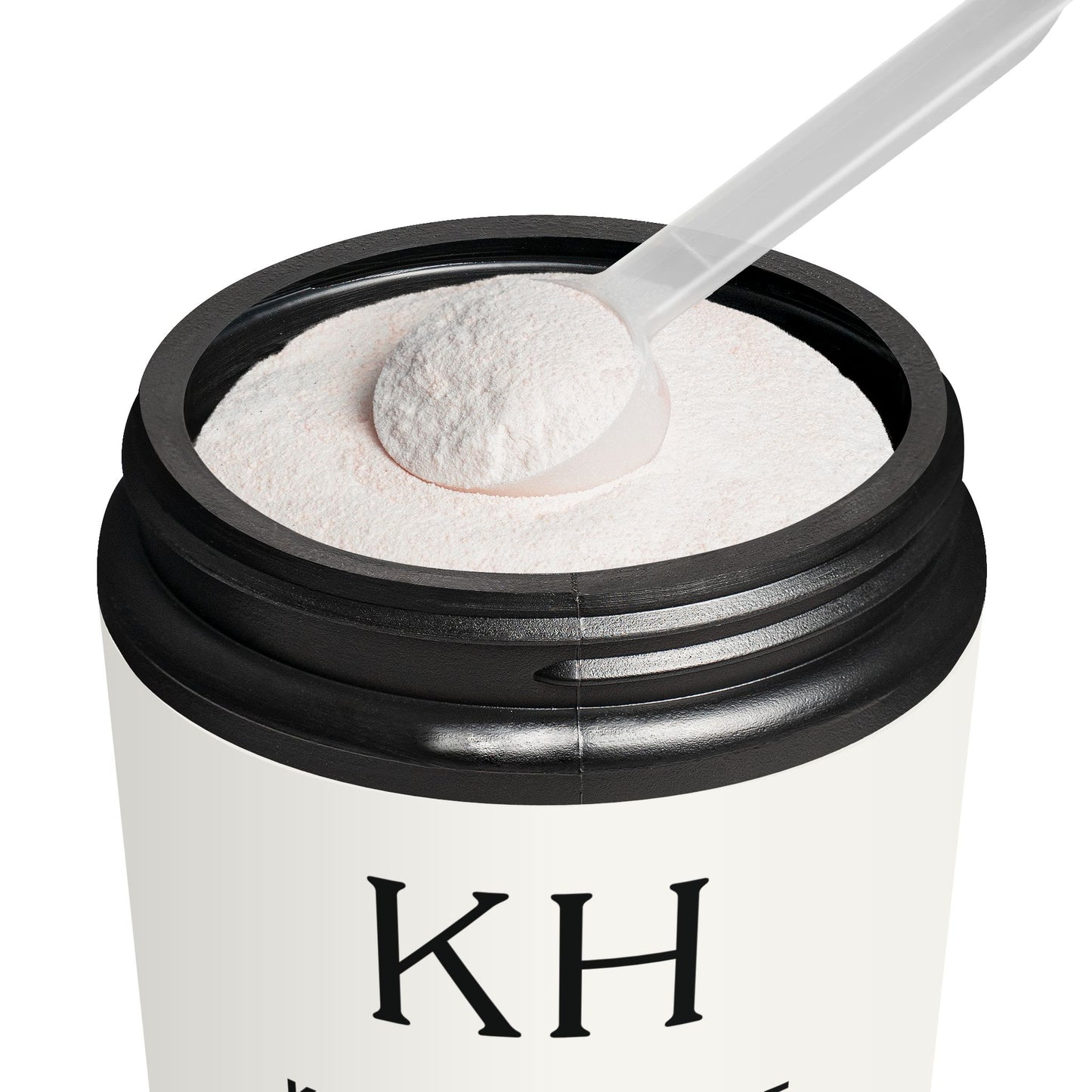 Lifestyle image of the BCAA jar with scoop