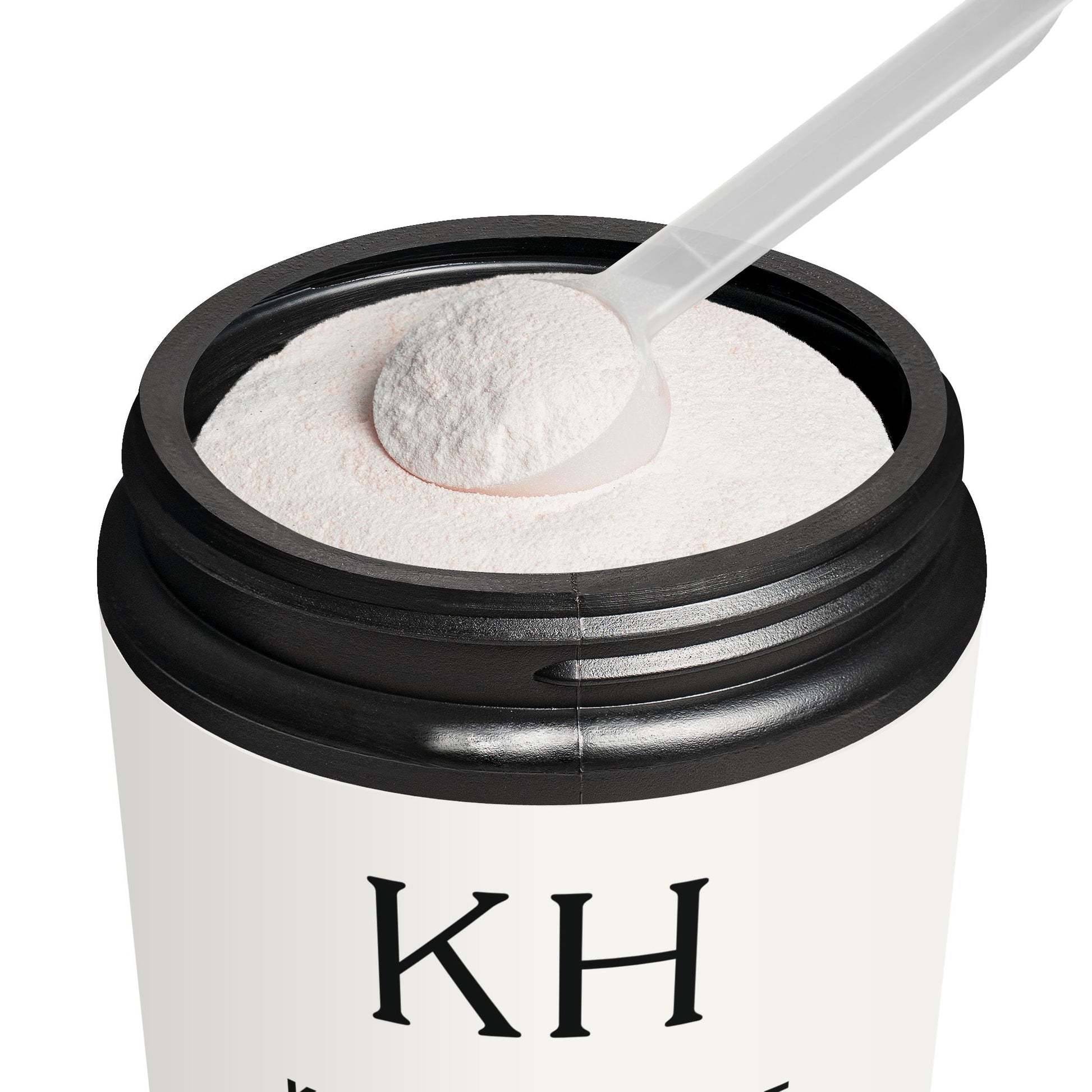 Lifestyle image of the BCAA jar with scoop