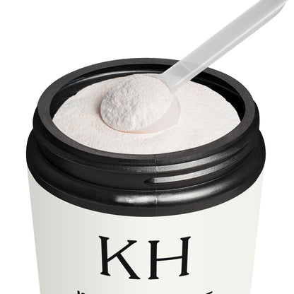 Lifestyle image of the BCAA jar with scoop