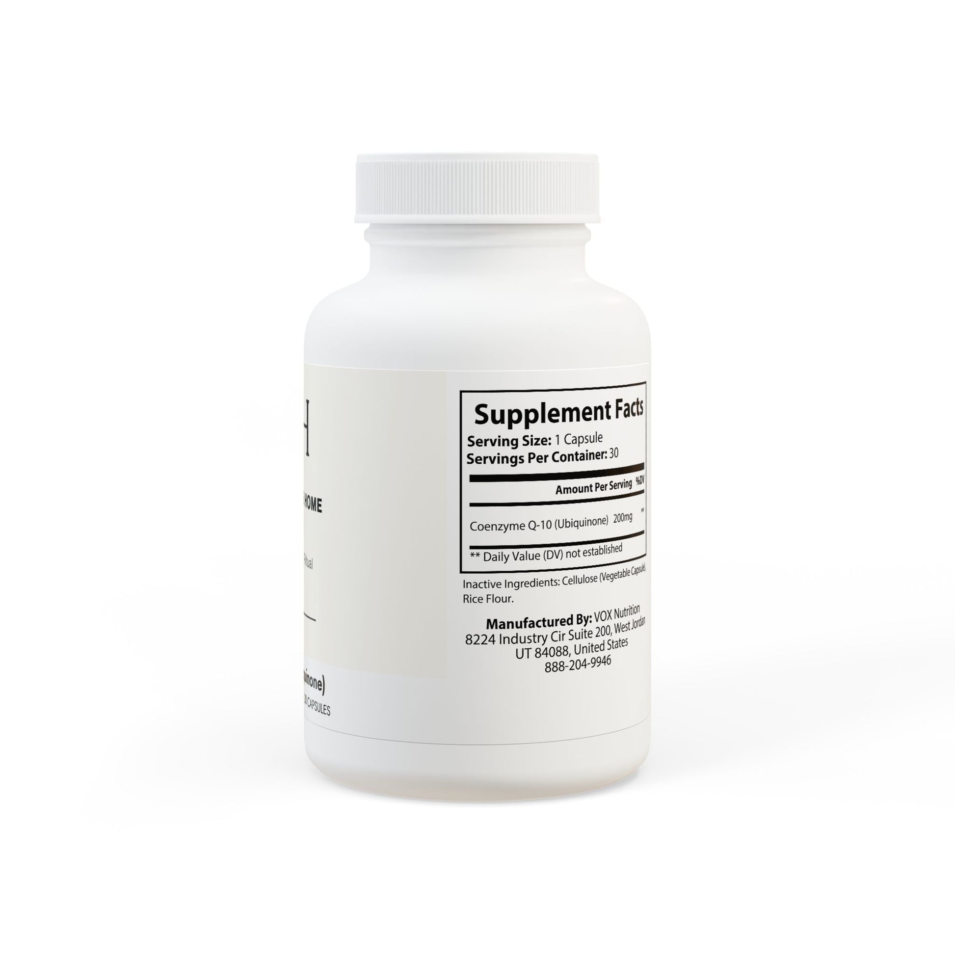  Detailed panel showing Coenzyme Q-10 content per serving.