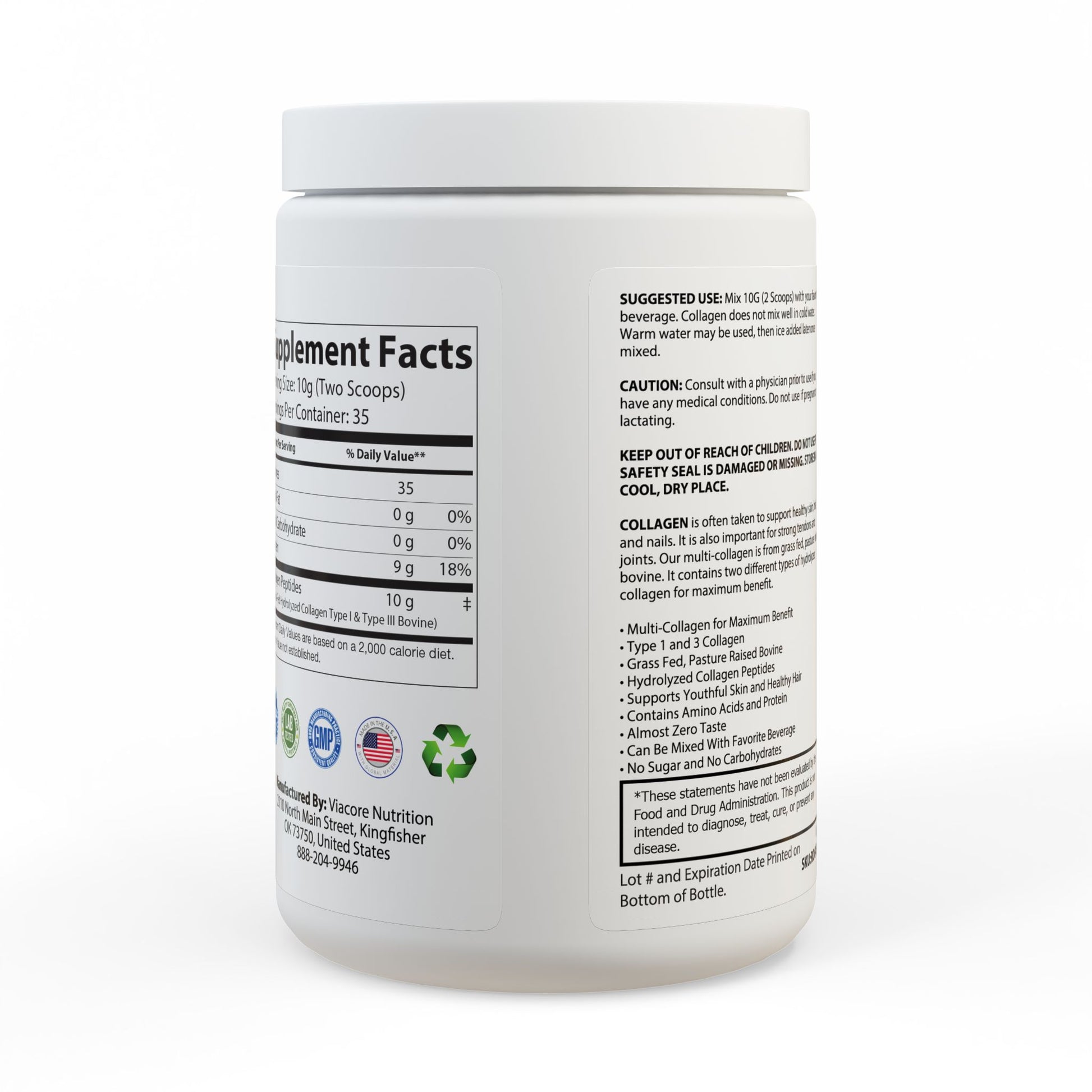 Rear-facing image of the jar showing wraparound label and complete ingredient transparency.