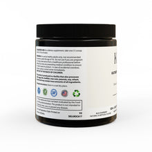 Left-side jar view displaying vegan, corn-free, lactose-free, and third-party tested icons.