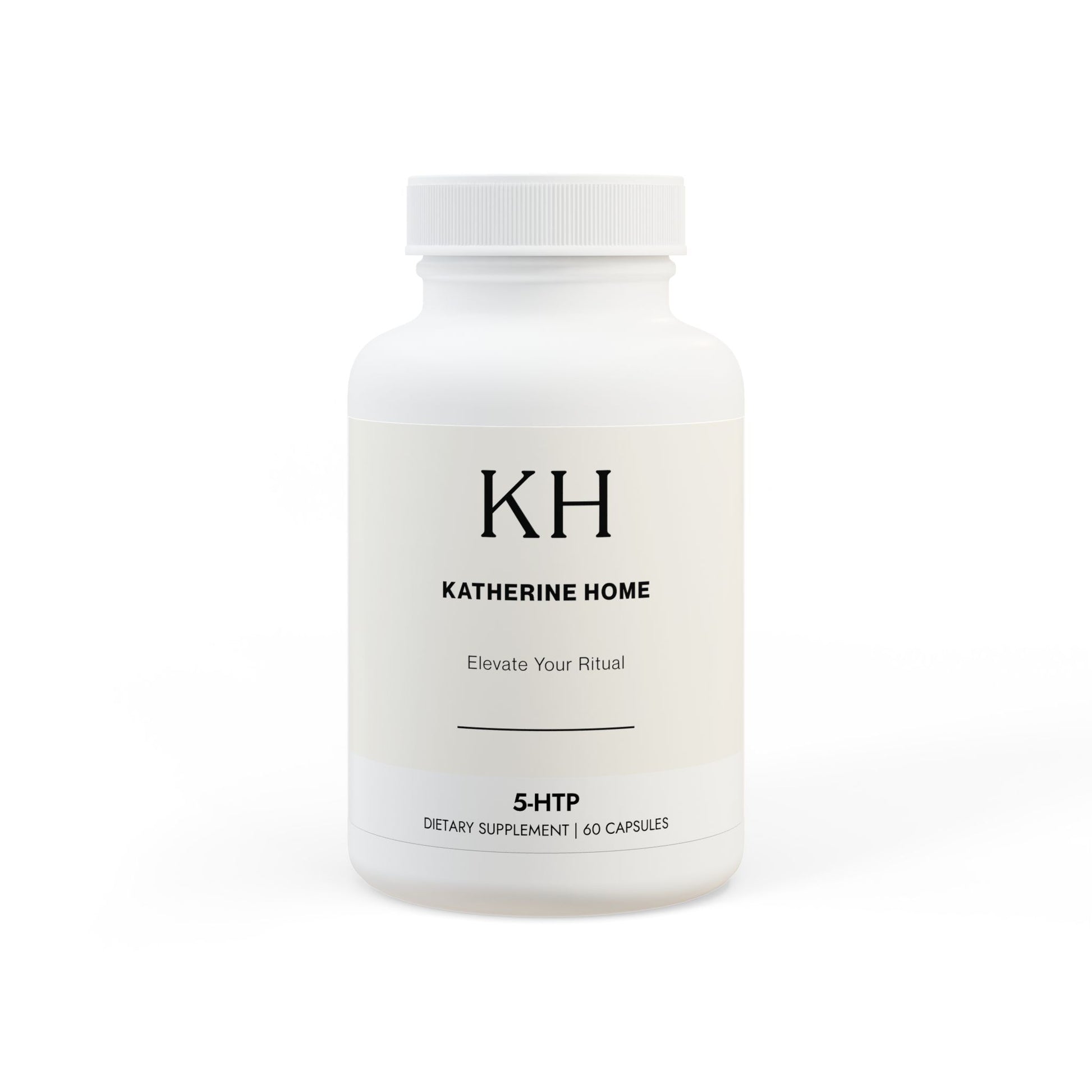 Front view of KH-branded 5-HTP Supplement bottle highlighting sleep and mood support.