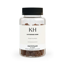 Front-facing image of the Multivitamin Gummies bottle with minimalist KH branding and clear label.
