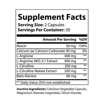 Flat label image highlighting ingredient profile and dosages.