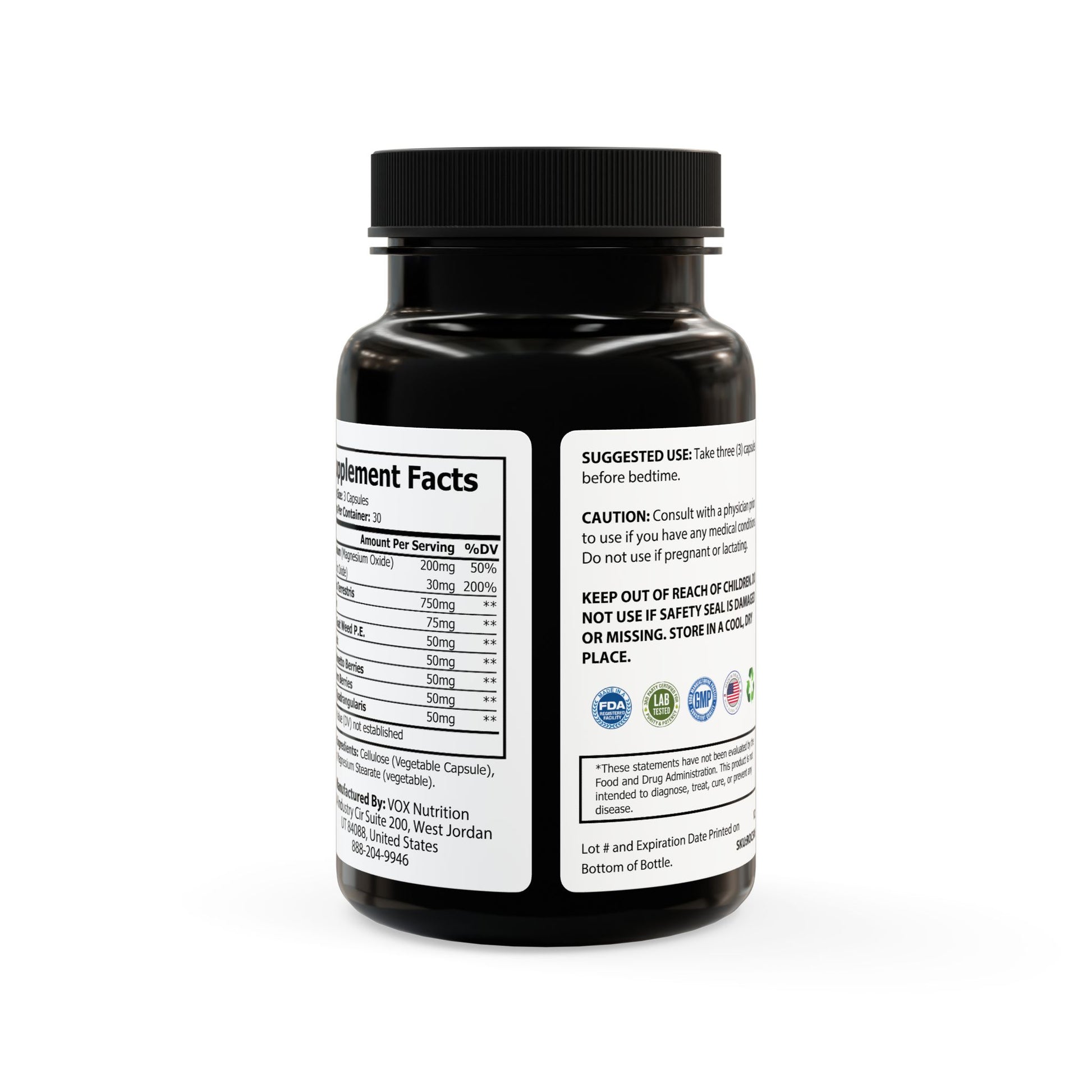 Rear label with usage instructions and dosage guidance.