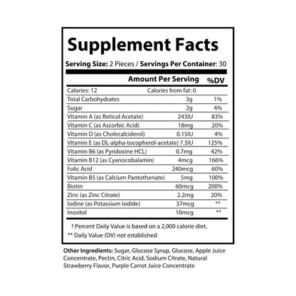 Flat, readable view of the full nutritional label including active ingredients and serving size.