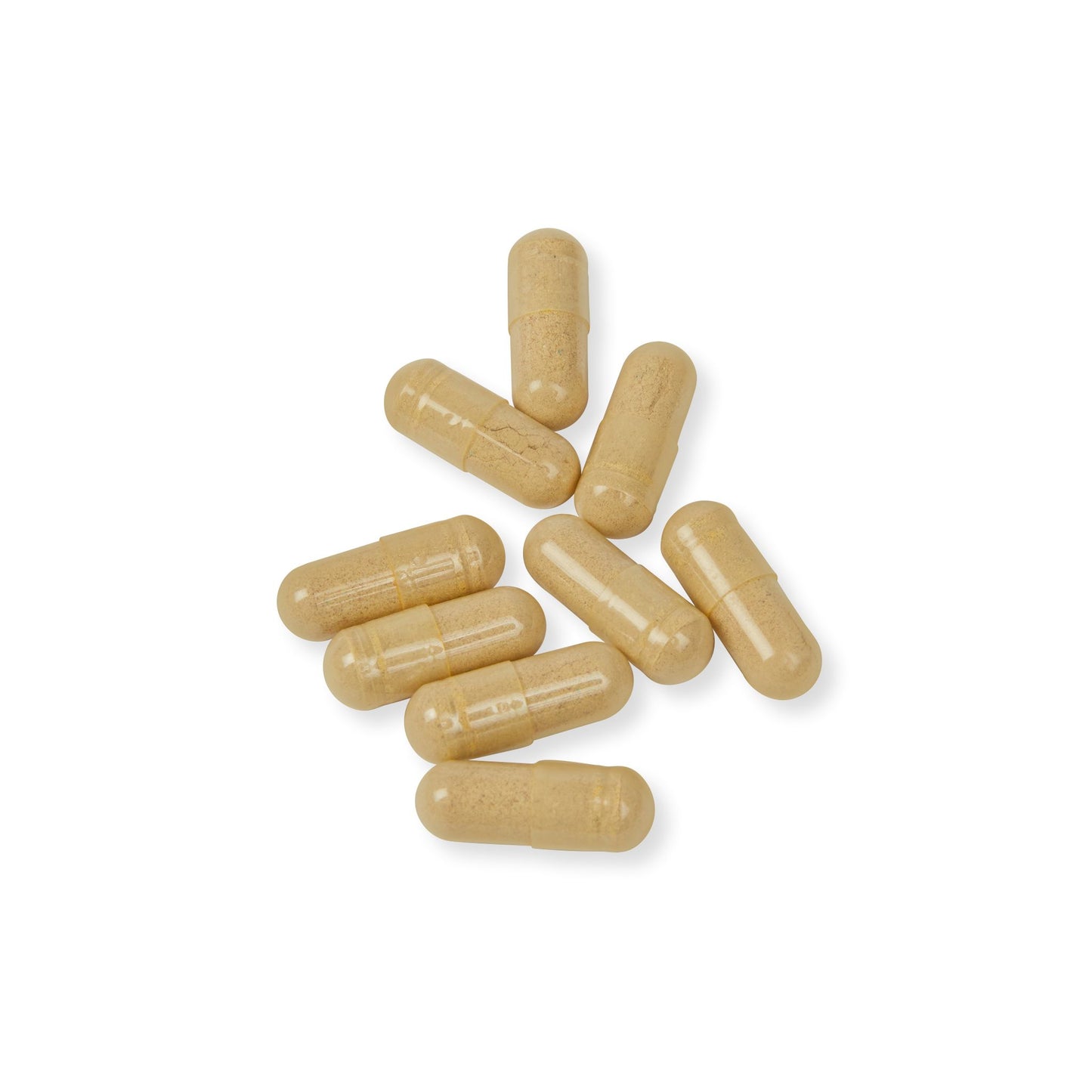 High-resolution shot of clean vegetable capsules on white background.