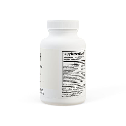 Right-side bottle image displaying the supplement facts panel and full ingredient list.
