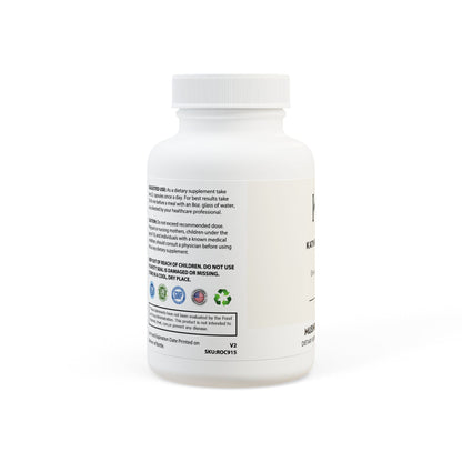  Left-facing view showing vegan, non-GMO, corn-free, lactose-free, and third-party tested icons.