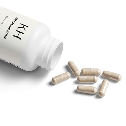 Overhead photo showing capsules spilling from bottle.