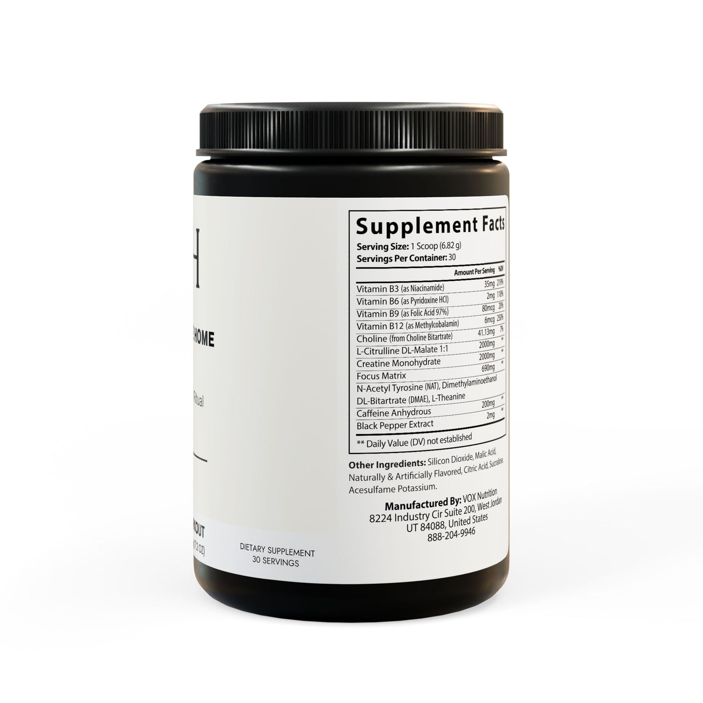 Full panel listing ingredients, dosages, and nutritional information.