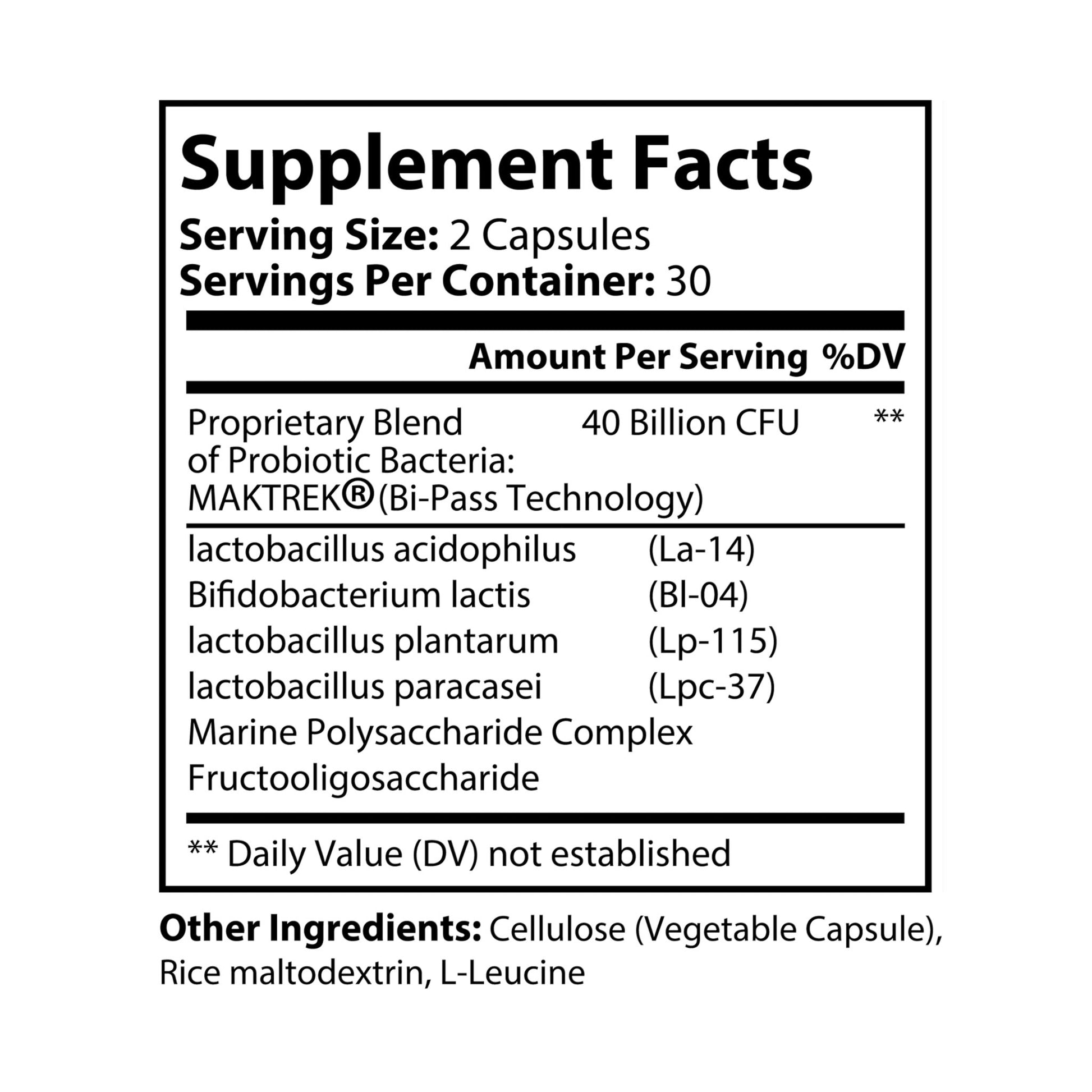 Zoomed-in panel displaying probiotic strains and quantities.