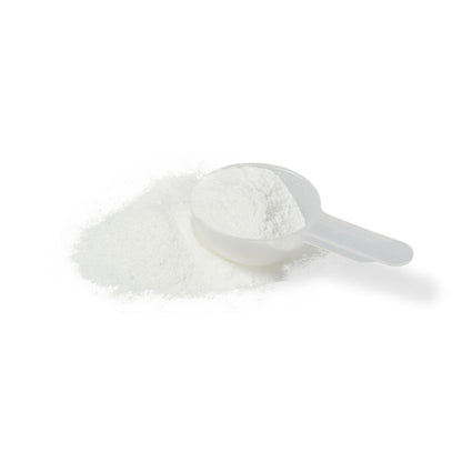 Bright red pre-workout powder in a scoop, ready to mix.