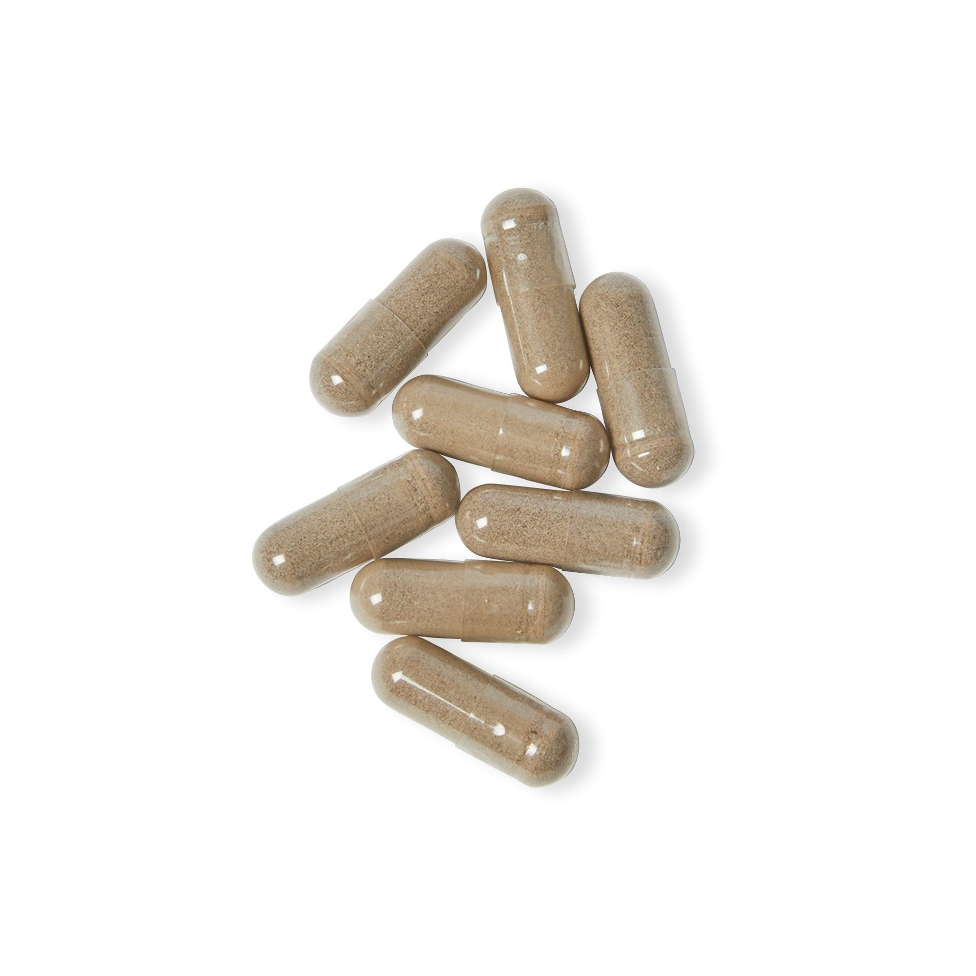 High-resolution shot of clean vegetable capsules on white background.