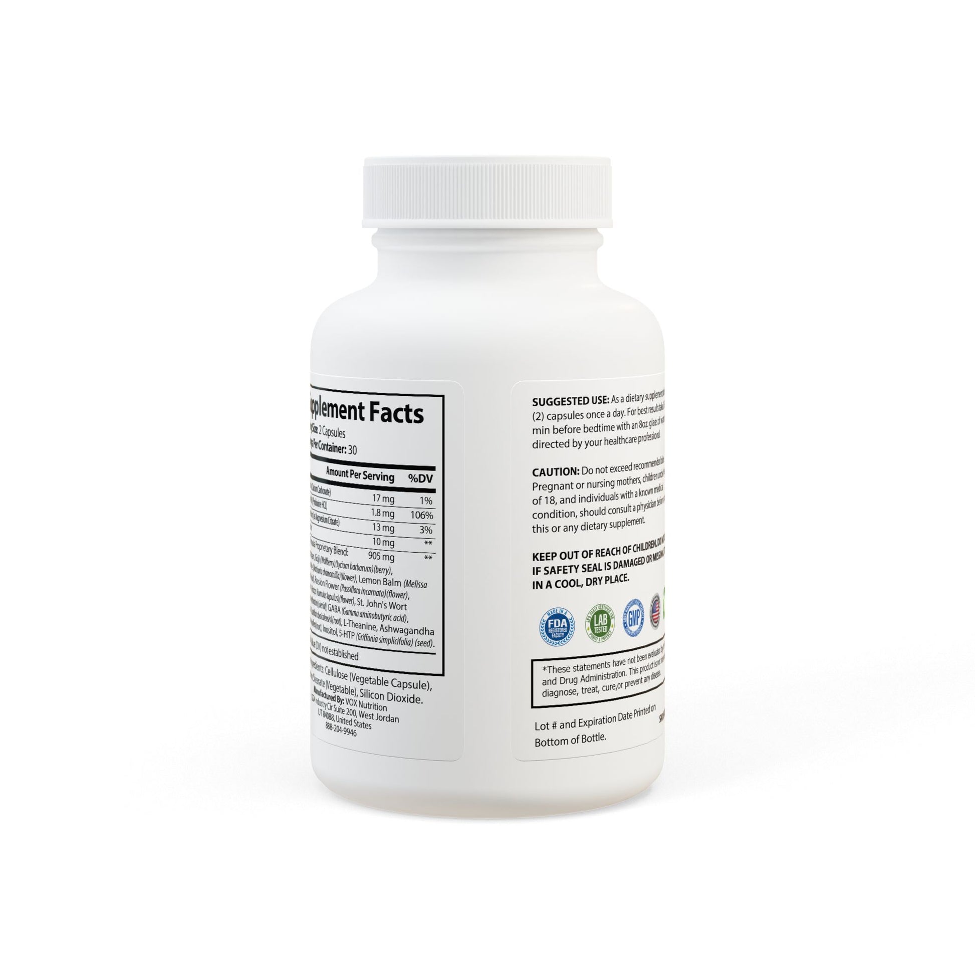 Rear label with usage instructions, ingredients, and safety information.