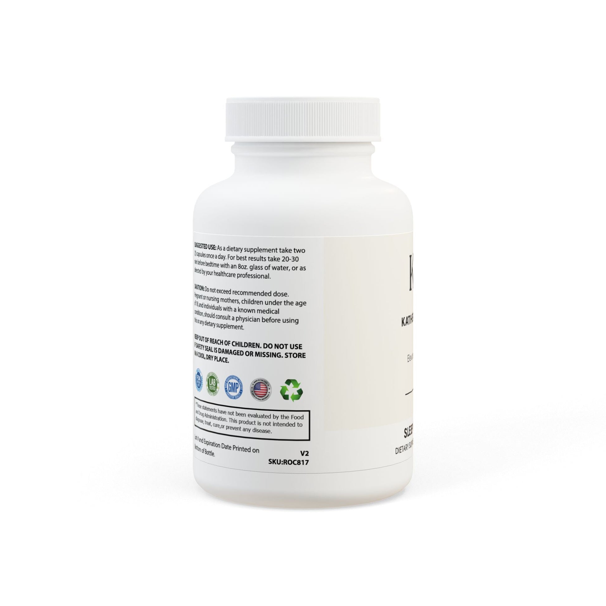 Side panel showing non-GMO, vegan, vegetarian, corn-free, lactose-free, and third-party tested certifications.