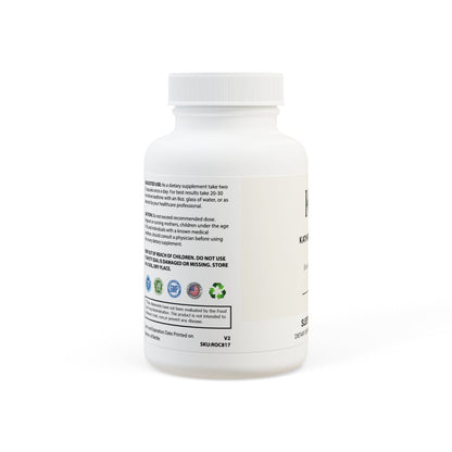 Side panel showing non-GMO, vegan, vegetarian, corn-free, lactose-free, and third-party tested certifications.