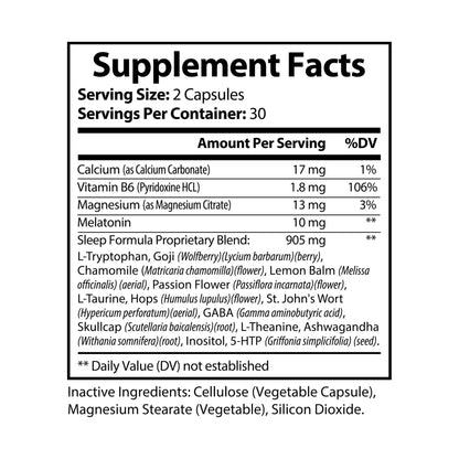 Zoomed-in image of the supplement facts for easy reading.