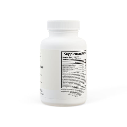 Detailed panel showing melatonin, botanicals, amino acids, and mineral content per serving.
