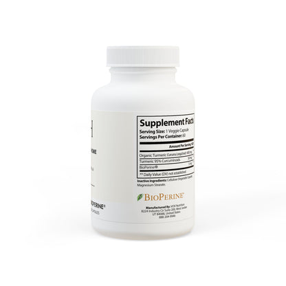 Detailed panel showing Turmeric, Curcuminoid, and BioPerine® content per serving.