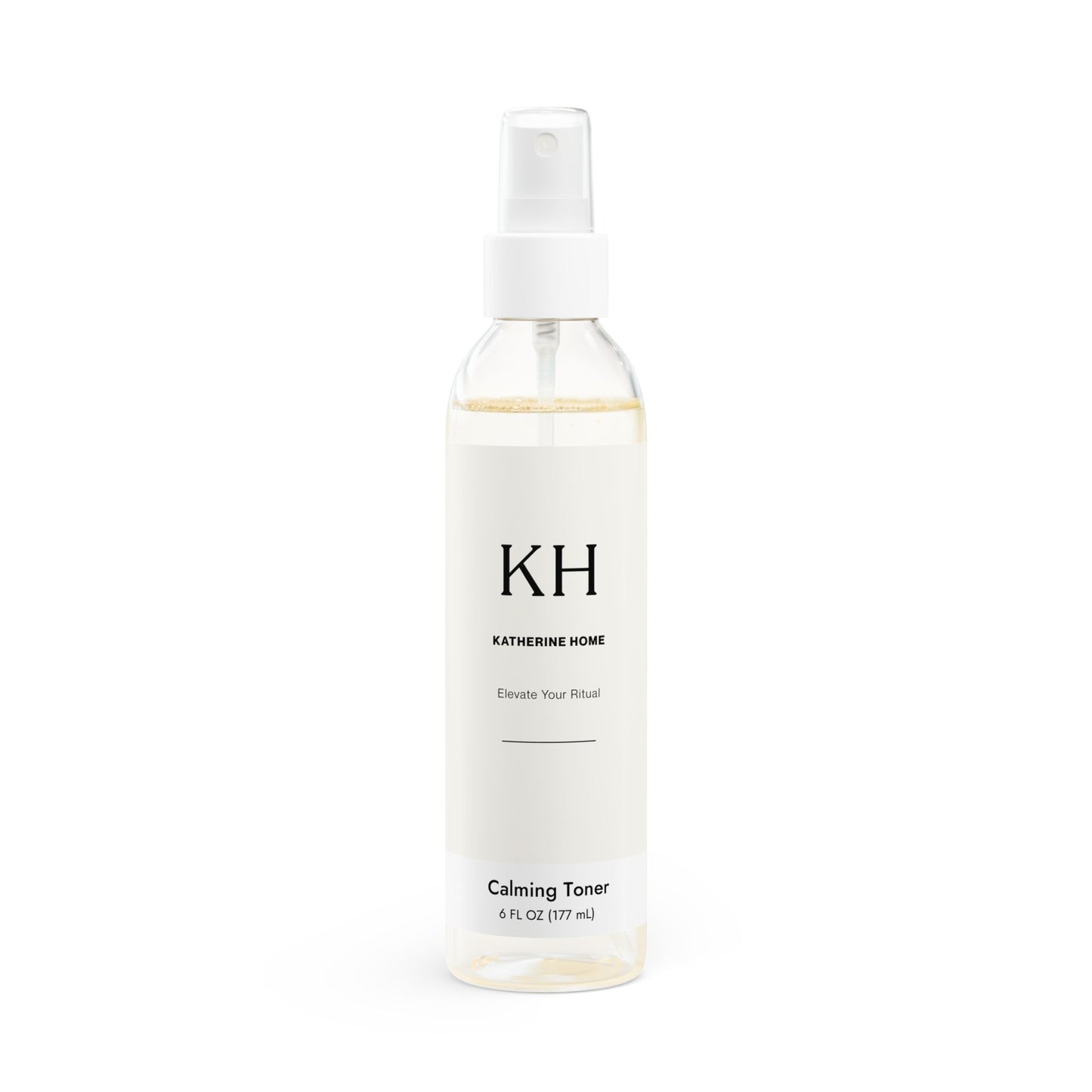 Front view of Katherine Home Calming Toner in clear PET bottle with white sprayer, 6 fl oz