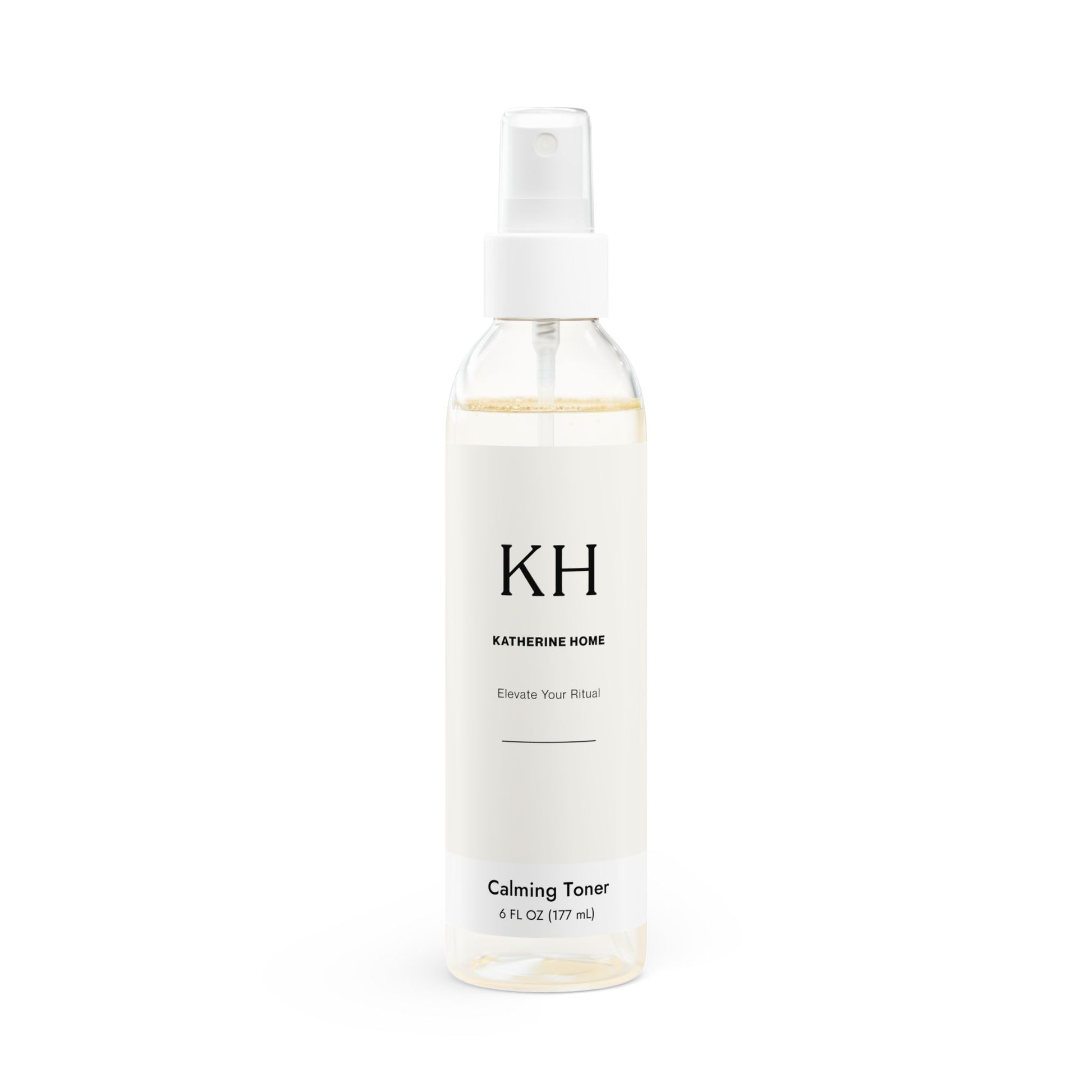 Front view of Katherine Home Calming Toner in clear PET bottle with white sprayer, 6 fl oz