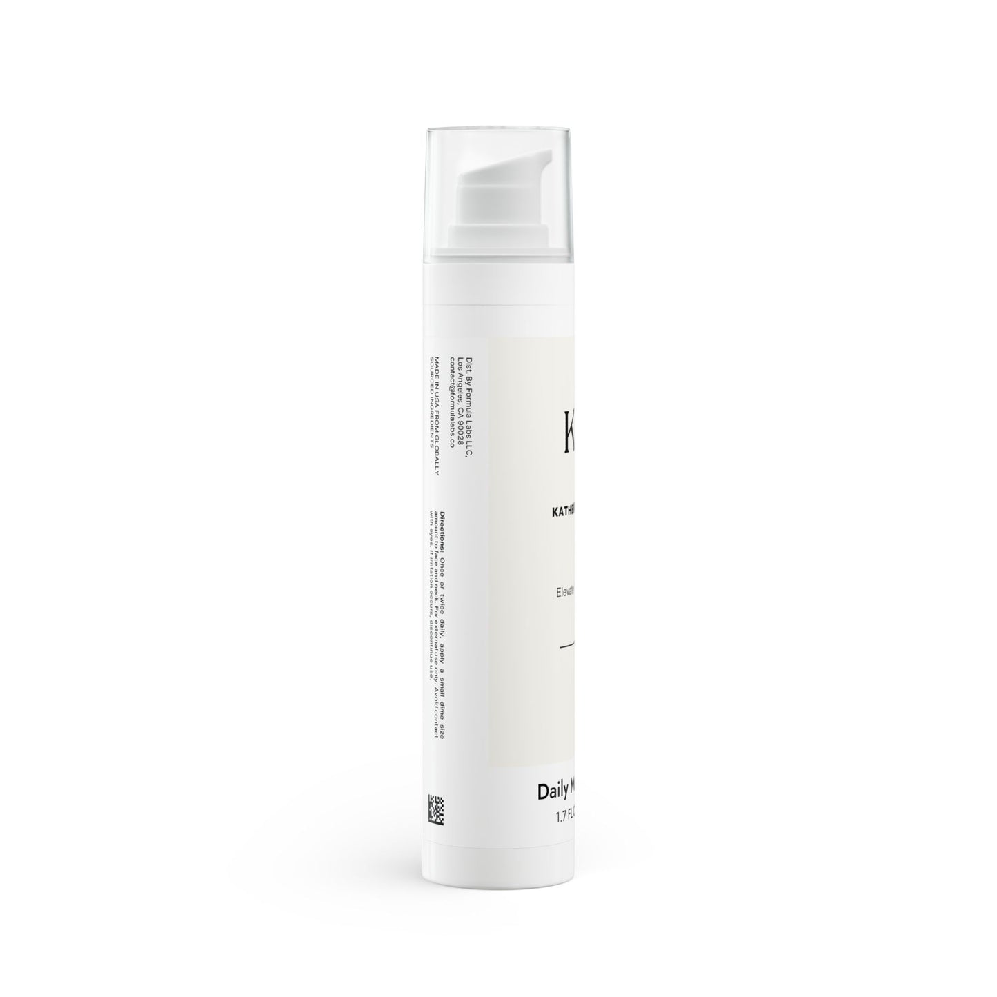 Side angle showing minimalist label of Katherine Home Daily Moisturizer