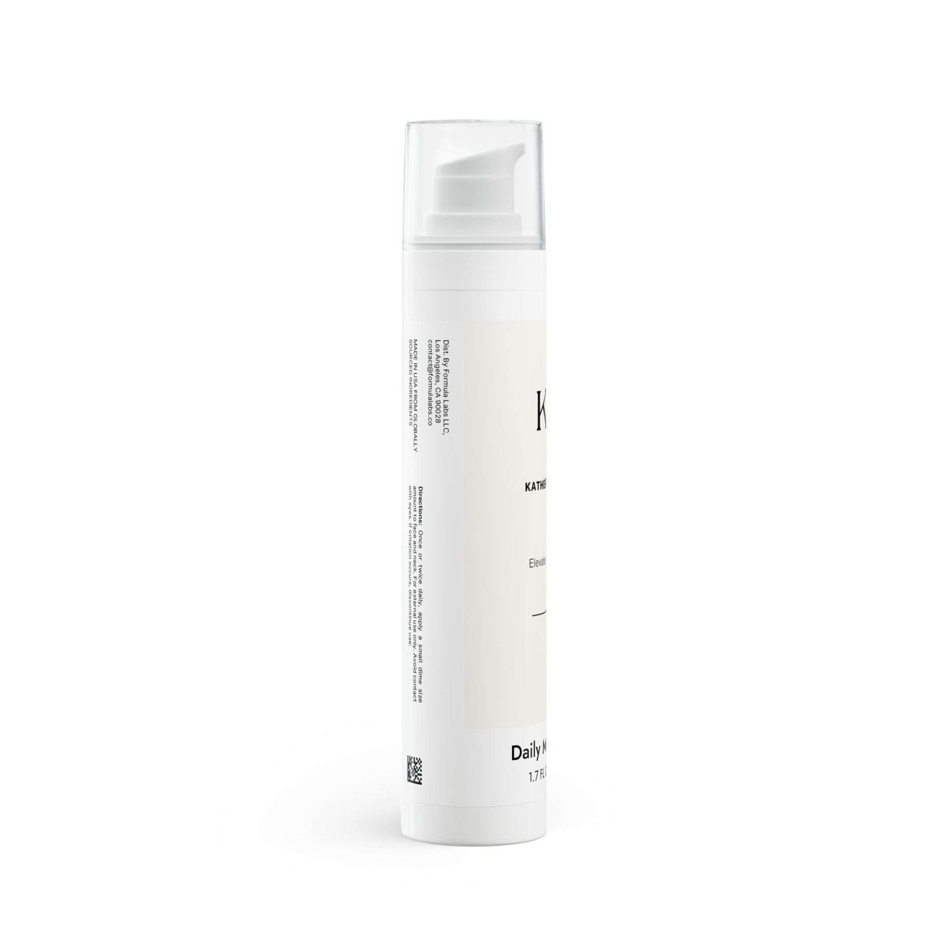 Side angle showing minimalist label of Katherine Home Daily Moisturizer
