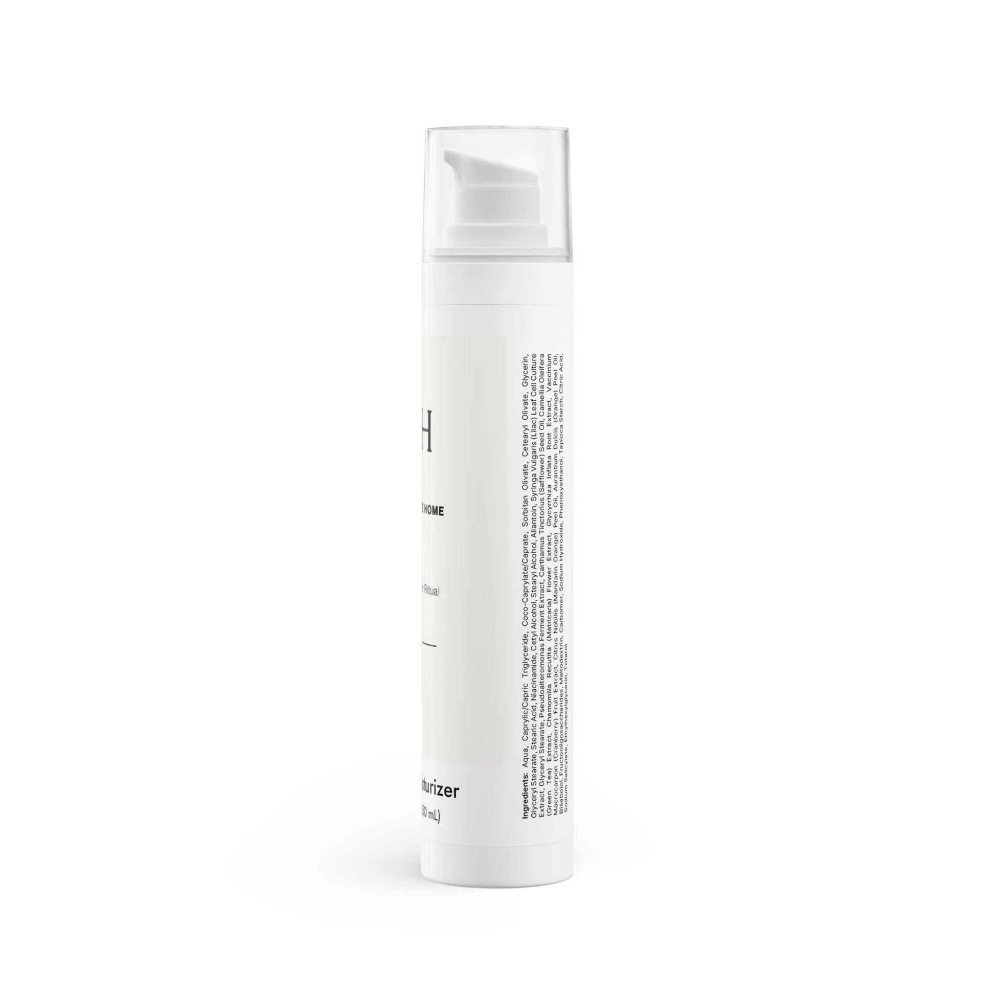 Side profile of airless bottle with clean, modern design