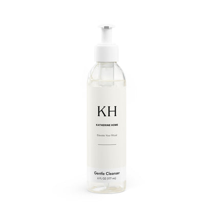 Minimalist bottle of Katherine Home Gentle Face and Body Cleanser with white pump, 6 fl oz