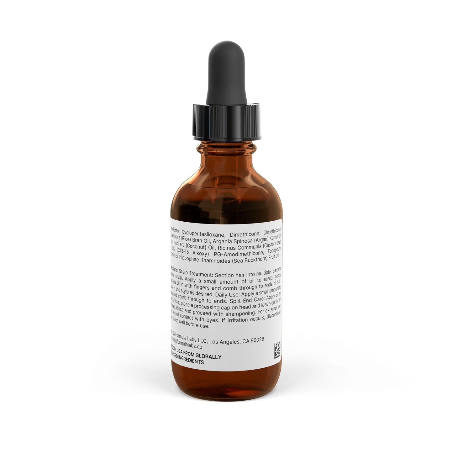 Back view of Katherine Home Hair Oil showing product label and ingredients