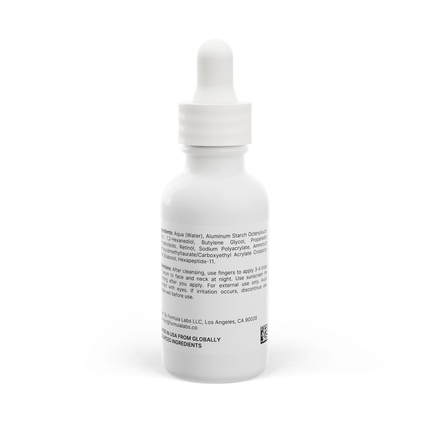 Back label showing full ingredient list and usage instructions