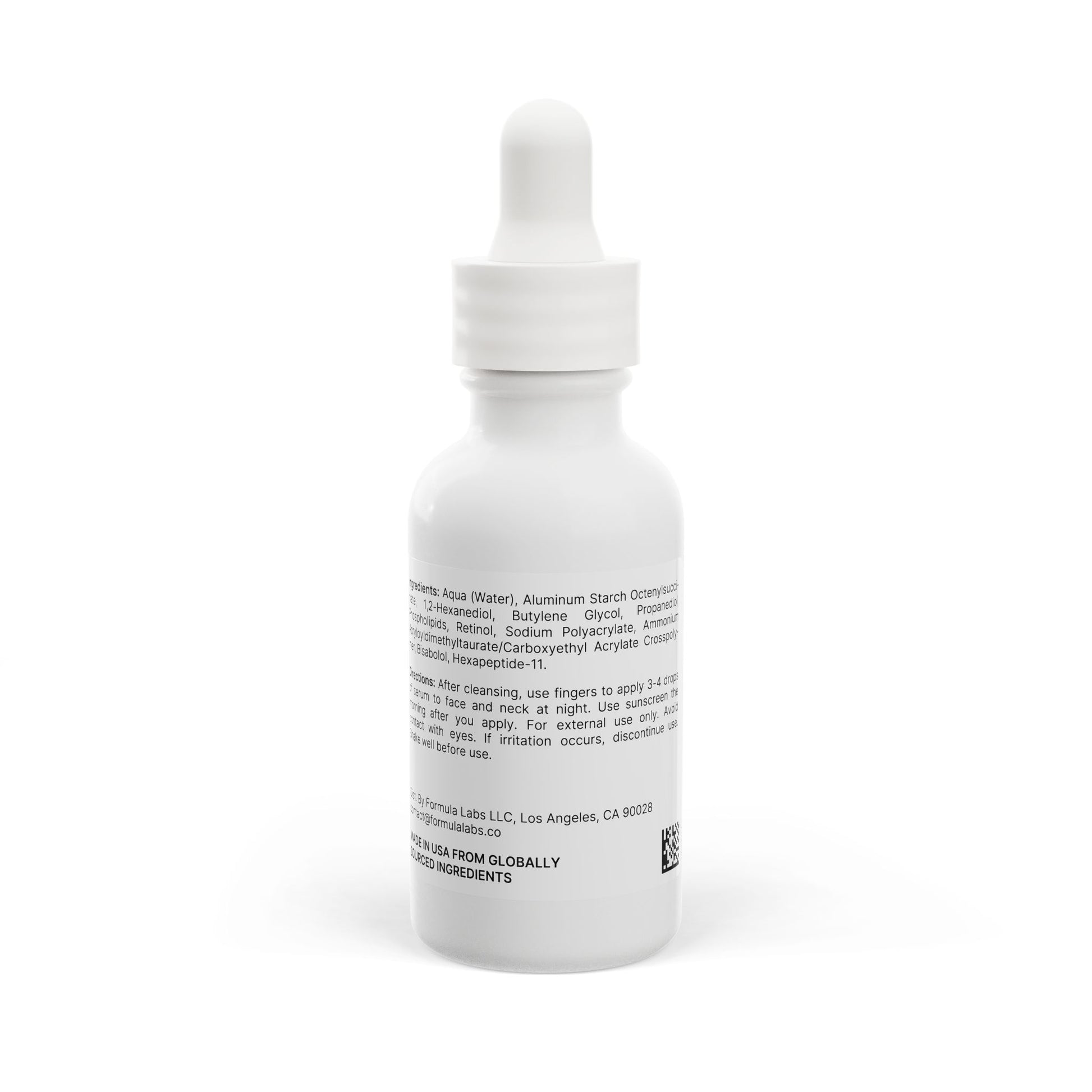 Back label showing full ingredient list and usage instructions